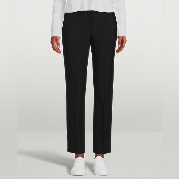THEORY Wool Blend Straight Leg Trouser Black Size 10 - Picture 14 of 15